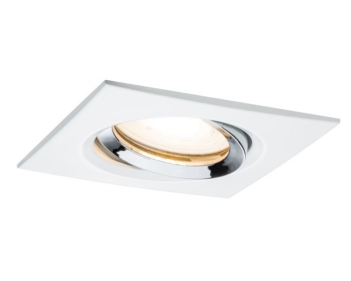 P 92904 Zápustné svítidlo LED Nova IP65 hranaté 7W GU10 bílá / chrom 1ks výklopné - PAULMANN