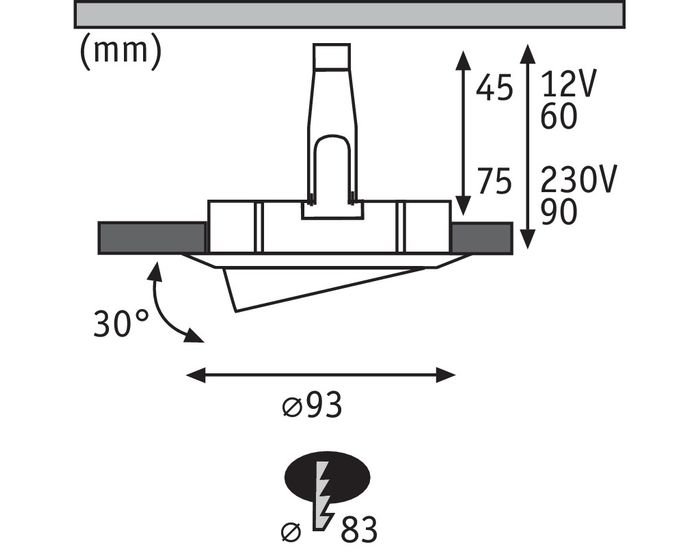 P 93663 Zápustné svítidlo Nova IP65 kulaté max. 35W bílá / chrom 1ks výklopné - PAULMANN (obrázek 8)