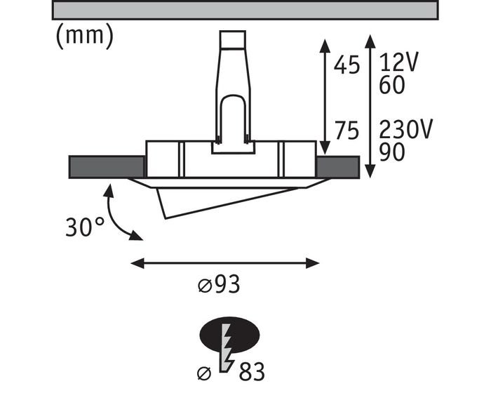 P 93661 Zápustné svítidlo Nova IP65 kulaté max. 35W bílá 1ks výklopné - PAULMANN (obrázek 5)