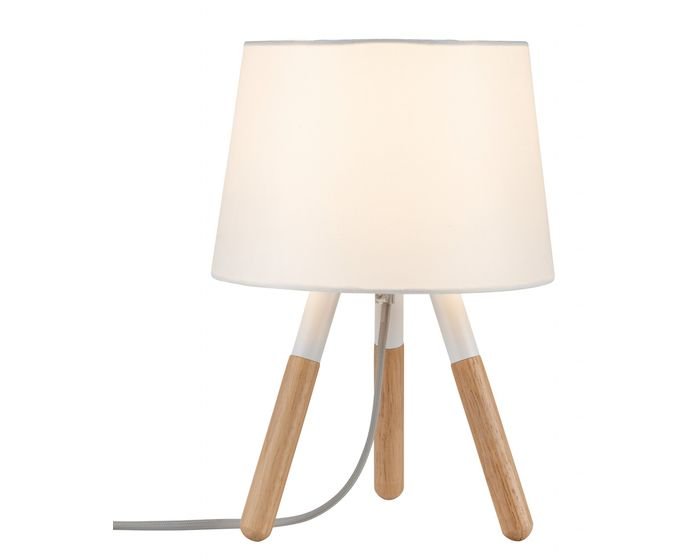 P 79646 Stolní lampa Neordic Berit látkové stínidlo bílá / dřevo - PAULMANN