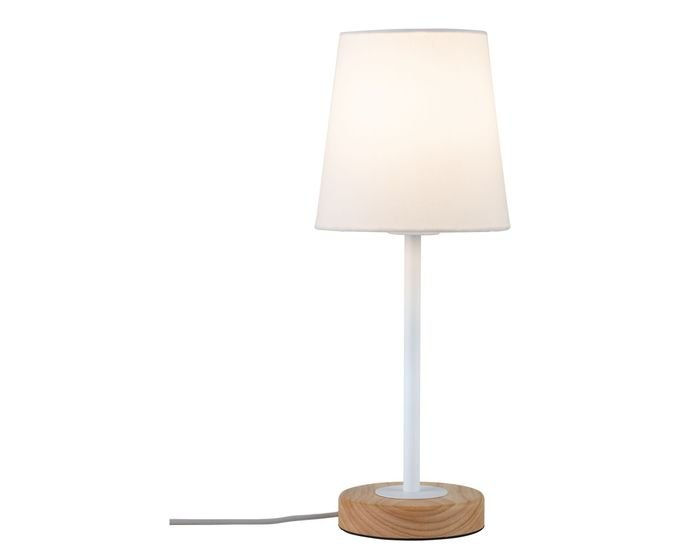 P 79636 Stolní lampa Neordic Stellan látkové stínidlo bílá / dřevo - PAULMANN