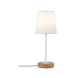 Obrázek pro produkt Stolní lampa Neordic Stellan látkové stínidlo bílá / dřevo - PAULMANN