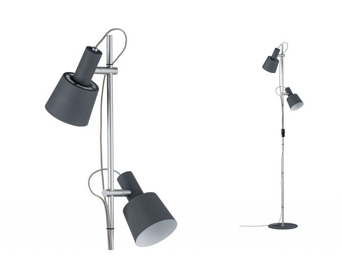 P 79690 Stojací lampa Neordic Haldar šedá / chrom matný - PAULMANN