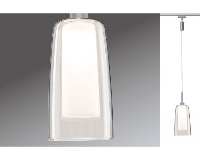 P 94998 URail LED zásvěsné svítidlo Arido II 5W GU10 matný chrom + sklo - PAULMANN