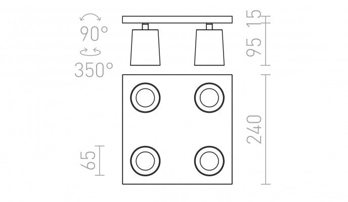 RED R12921 KENNY IV stropní bílá/černá 230V GU10 4x35W - RED - DESIGN RENDL (obrázek 6)