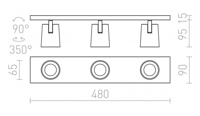 RED R12920 KENNY III přisazená černá/zlatá 230V GU10 3x35W - RED - DESIGN RENDL