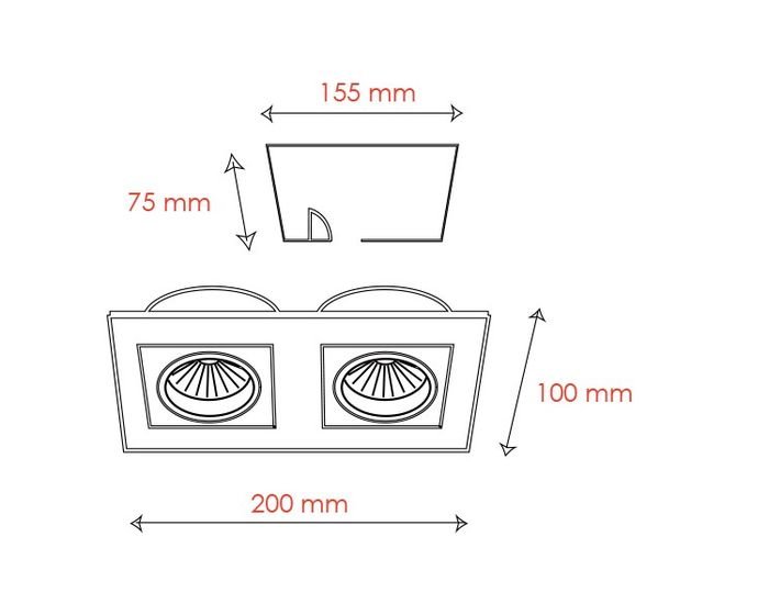 BPM 4267GU Vestavné svítidlo Aluminio Blanco, bílá, 2x50W, 230V - BPM (obrázek 2)