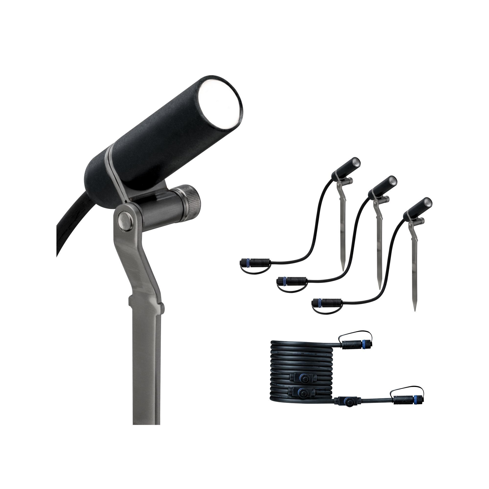 P 94156 Plug&Shine sada zápich Plantini IP65 3000K 3x2,5W 24V antracit - PAULMANN