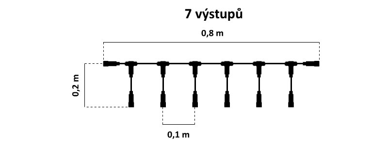 DLED EFX17T DecoLED T rozbočovač, 7 výstupů, černý, IP67 EFX17T (obrázek 3)