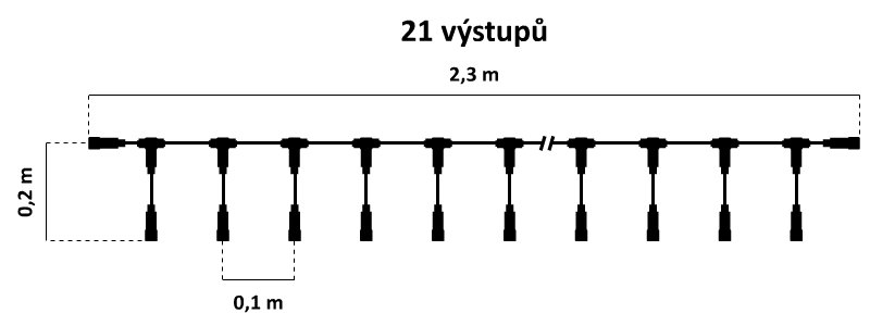 DLED EF121T DECOLED T rozbočovač, 21 výstupů, černý, IP44 (obrázek 2)