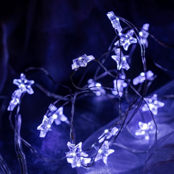DLED BL32 DecoLED LED světelný řetěz na baterie - hvězdičky, ledově bílá, 20 diod, 2,3 m