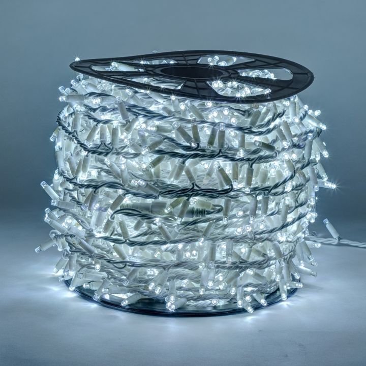 Levně DLED SKF0102 DecoLED LED světelný řetěz - 100m, ledově bílá s FLASH, 2000 diod, bílý kabel