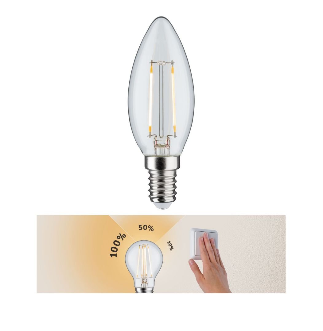 P 28572 LED svíčka 2,5W E14 čirá 230 V 3-krokové-stmívatelné - PAULMANN