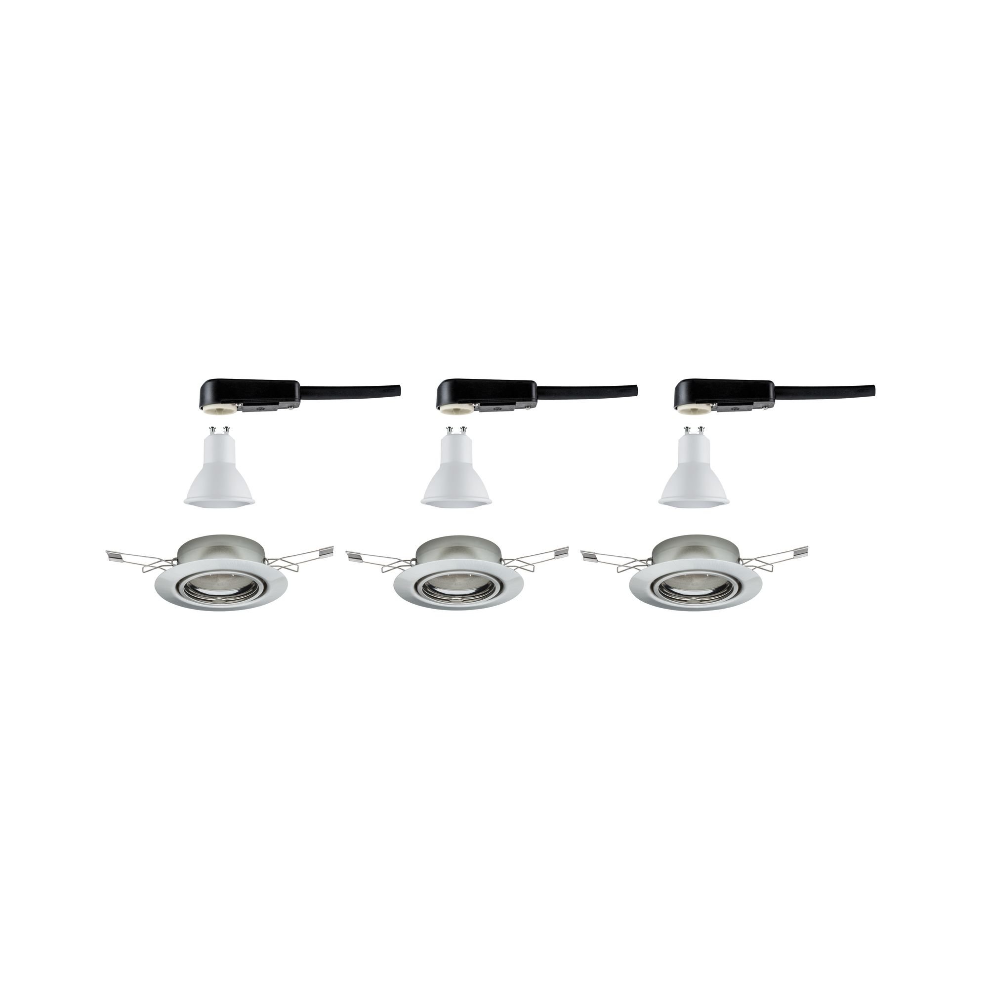 P 93424 Vestavné svítidlo LED Base kruhové 3x5W GU10 kov kartáčovaný nastavitelné 3-krokové-stmívatelné - PAULMANN (obrázek 3)