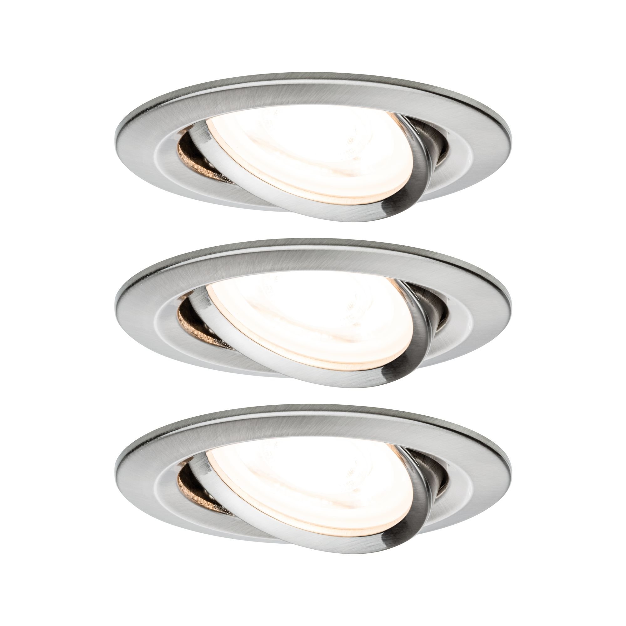 P 93429 Vestavné svítidlo LED Nova kruhové 3x6,5W GU10 kov kartáčovaný nastavitelné - PAULMANN