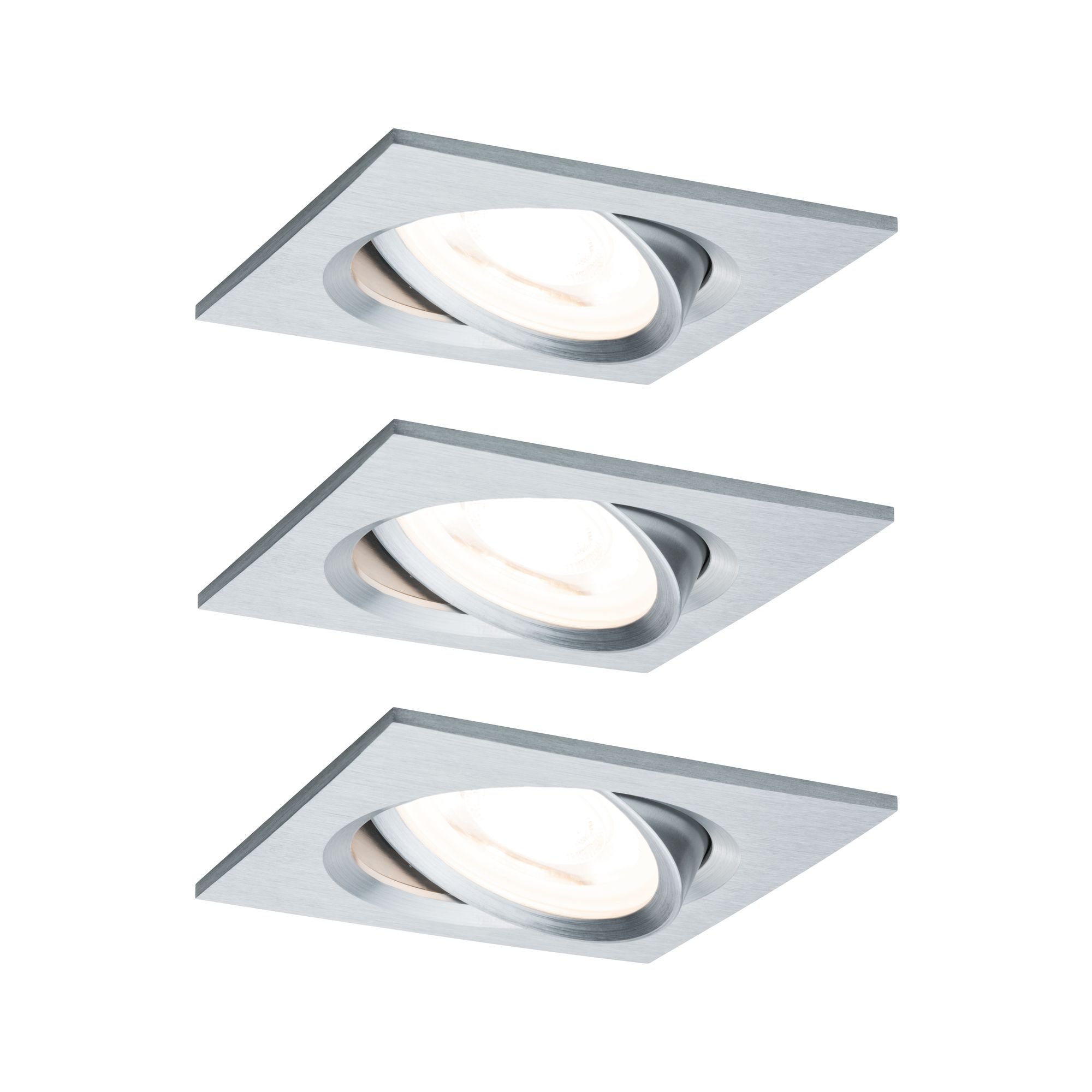 P 93438 Vestavné svítidlo LED Nova hranaté 3x6,5W GU10 hliník broušený nastavitelné - PAULMANN