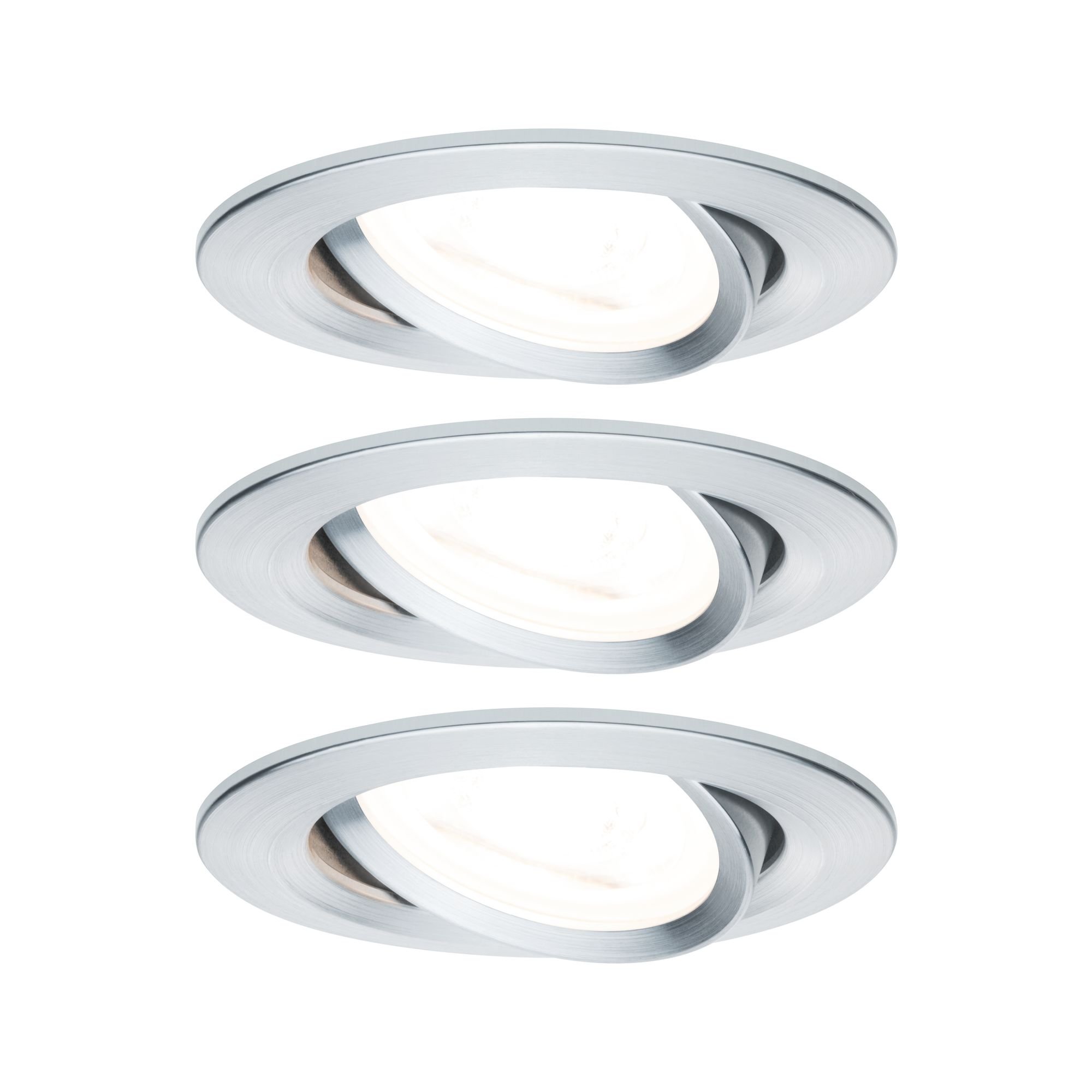 P 93469 Vestavné svítidlo LED Nova kruhové 3x6,5W GU10 hliník broušený nastavitelné 3-krokové-stmívatelné - PAULMANN