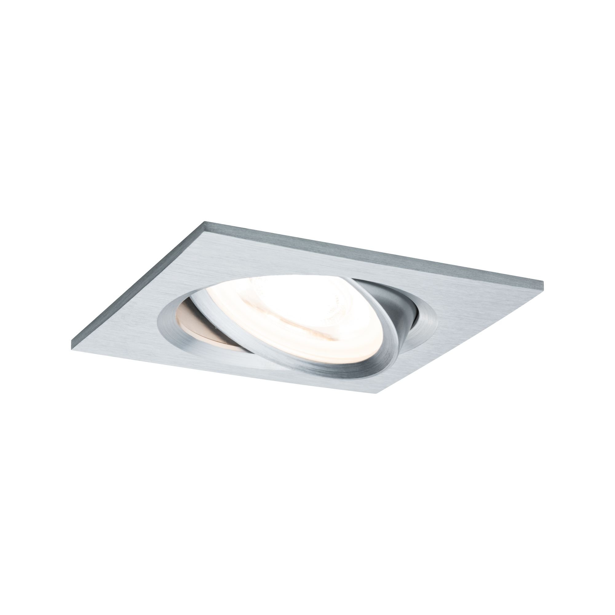 P 93473 Vestavné svítidlo LED Nova hranaté 1x6,5W GU10 hliník broušený nastavitelné 3-krokové-stmívatelné - PAULMANN