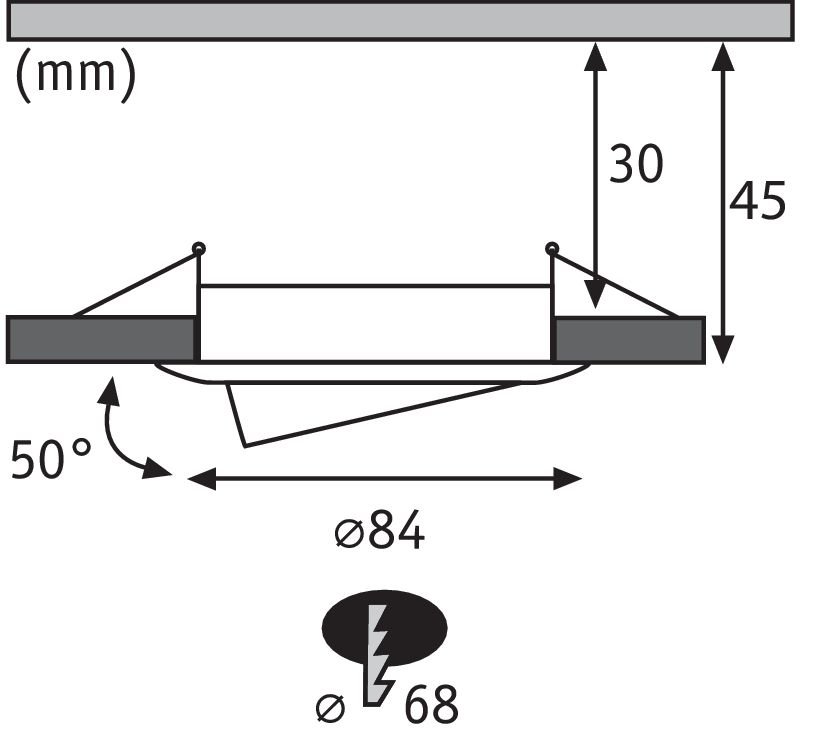 P 93482 Vestavné svítidlo LED Nova kruhové 1x6,5W kov kartáčovaný nastavitelné 3-krokové-stmívatelné - PAULMANN (obrázek 2)