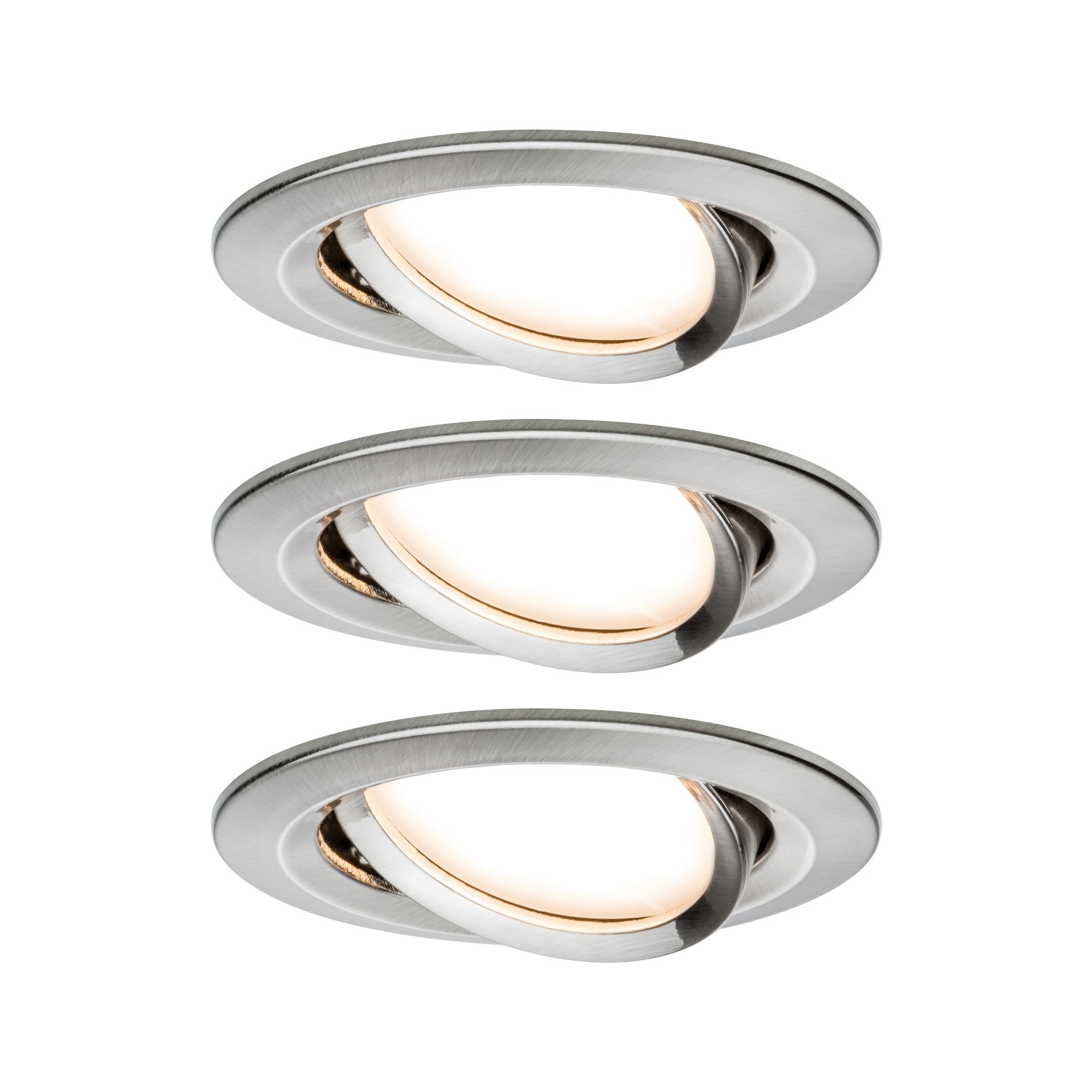 Levně P 93483 Vestavné svítidlo LED Nova kruhové 3x6,5W kov kartáčovaný nastavitelné 3-krokové-stmívatelné - PAULMANN