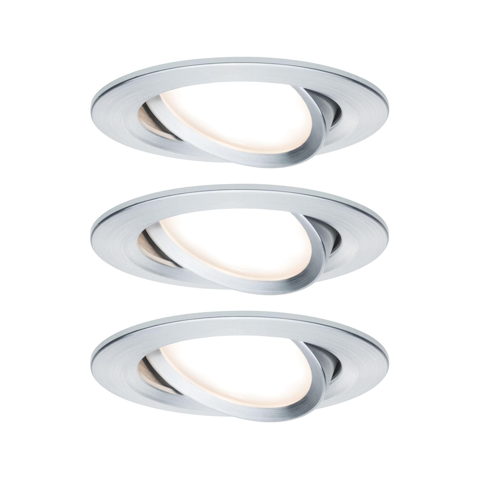 P 93487 Vestavné svítidlo LED Nova kruhové 3x6,5W hliník broušený nastavitelné 3-krokové-stmívatelné - PAULMANN