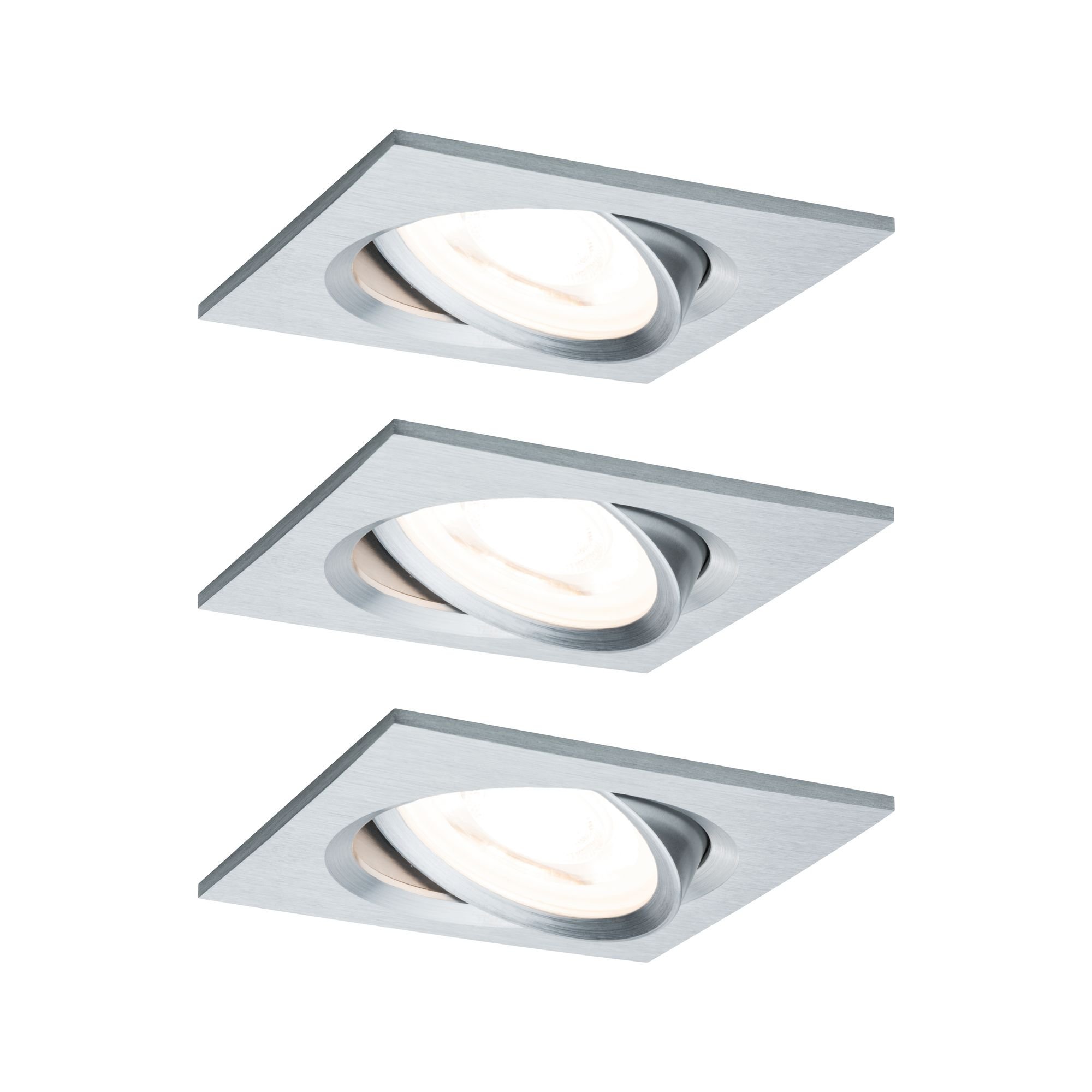 Levně P 93492 Vestavné svítidlo LED Nova hranaté 3x6,5W hliník broušený nastavitelné 3-krokové-stmívatelné - PAULMANN