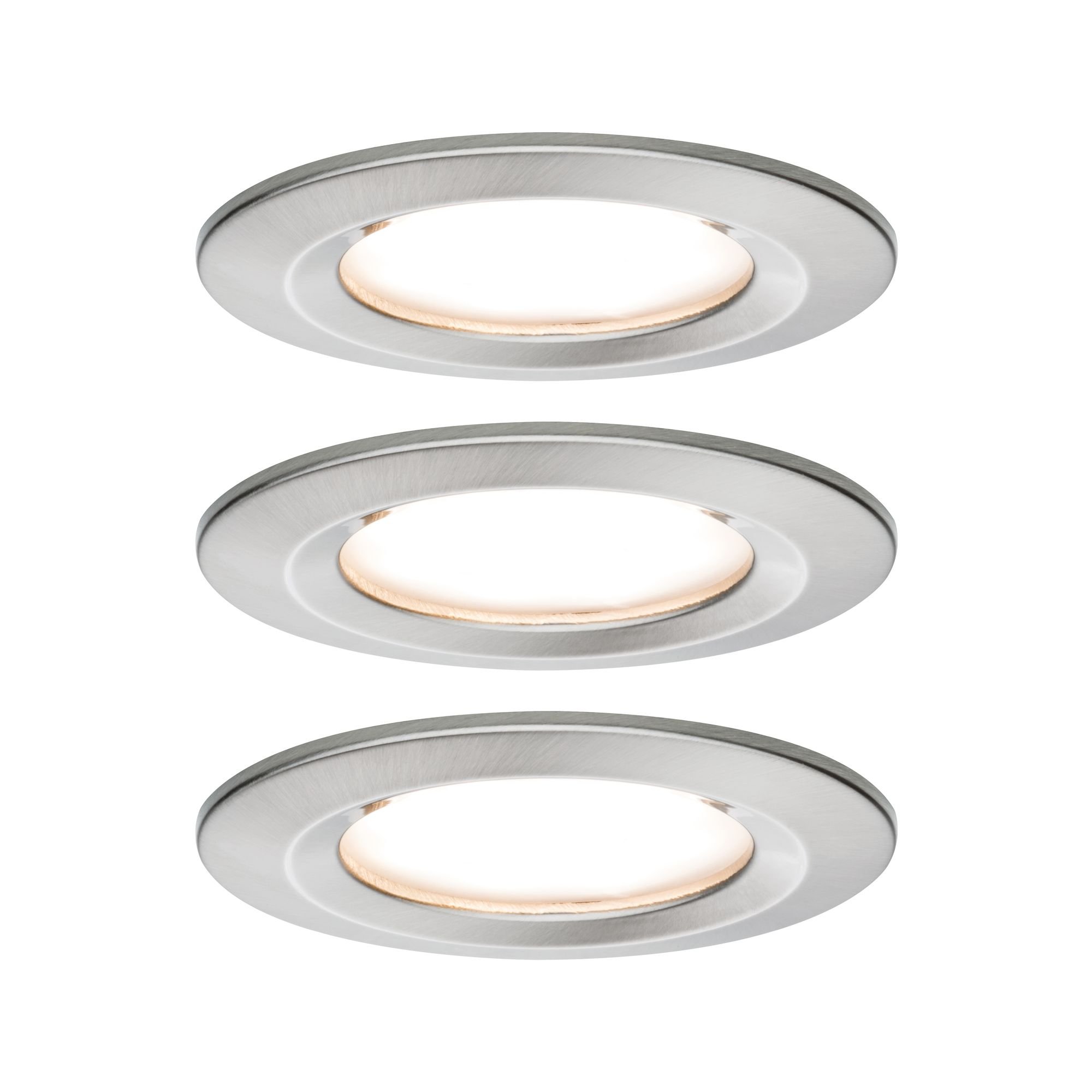 Levně P 93494 Vestavné svítidlo LED Nova kruhové 3x6,5W kov kartáčovaný nevýklopné 3-krokové-stmívatelné - PAULMANN