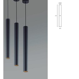 Obrázek pro produkt Závěsné svítidlo TUBULAR 40 LED 16W Ø40mm 3000K 485lm - BPM (starý kód: 20192.04.PN.BK.D20.3K)