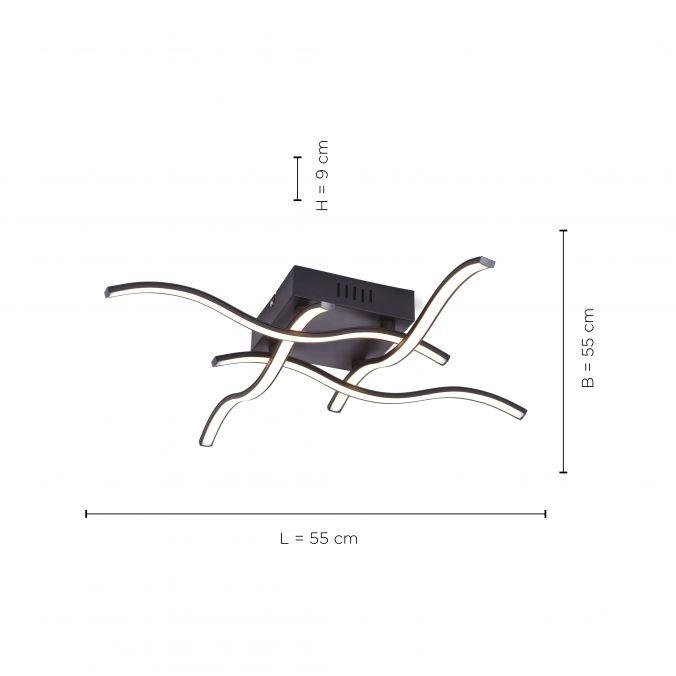LD 15131-18 WAVE LED stropní svítidlo, černá, design vlny 3000K - LEUCHTEN DIREKT / JUST LIGHT (obrázek 3)