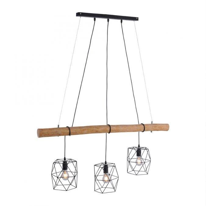 LD 15503-18 EDGAR Závěsné svítidlo, 3-ramenné, černá, 120cm dlouhé - LEUCHTEN DIREKT / JUST LIGHT