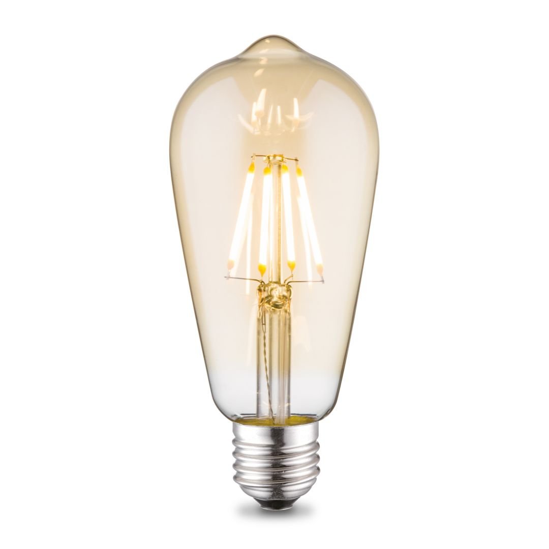 Leuchten Direkt Filam. LED žárovka E27, ST64, 346lm, 2700K, 4W, jantar. sklo