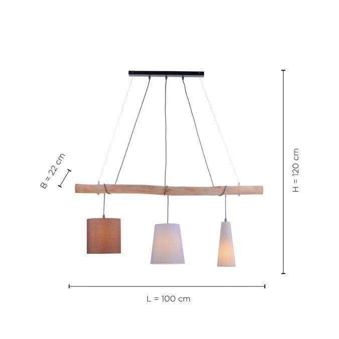 LD 15460-23 DAMIAN Závěsné svítidlo, dřevo, 3-ramenné, moderní - LEUCHTEN DIREKT / JUST LIGHT (obrázek 3)