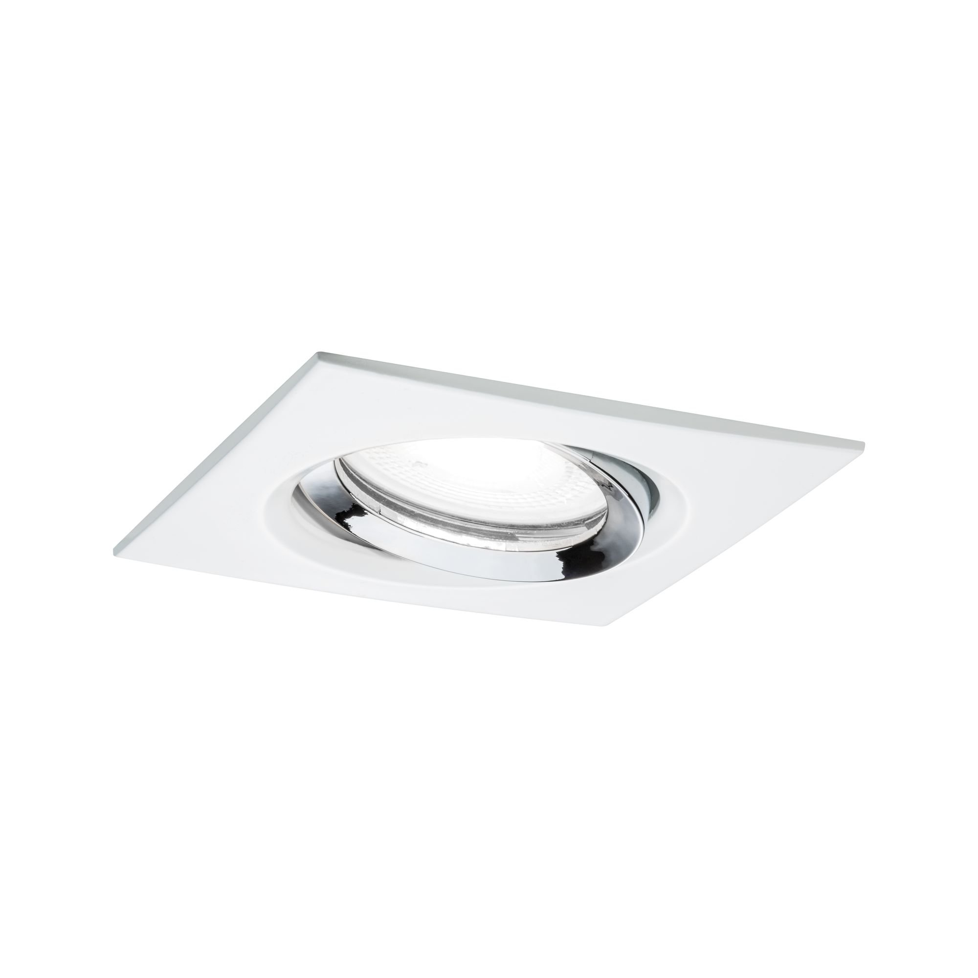 P 93674 Vestavné svítidlo LED Nova Plus hranaté 1x6W GU10 bílá mat chrom výklopné stmívatelné - PAULMANN