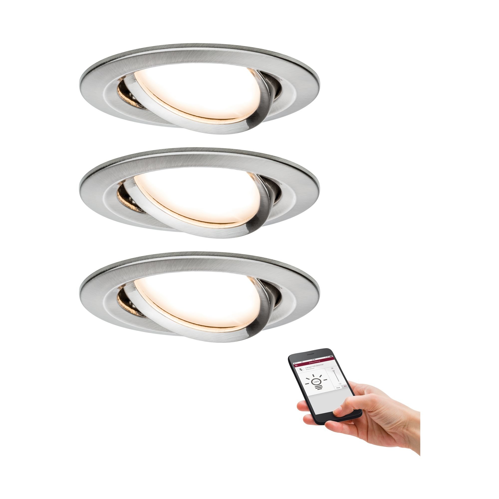 P 92959 SmartHome Zigbee vestavná svítidla sada LED Coin Nova Plus 3x6,5W stmívatelné kov kartáčovaný - PAULMANN