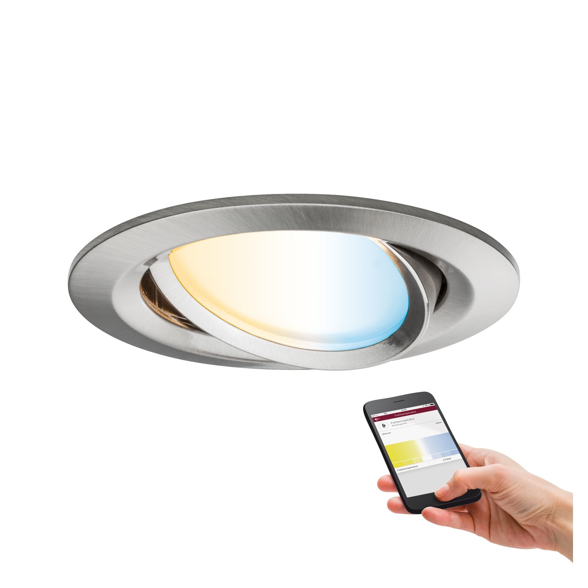P 92961 SmartHome Zigbee vestavné svítidlo LED Coin Nova Plus 1x6,5W měnitelná bílá kov kartáčovaný - PAULMANN