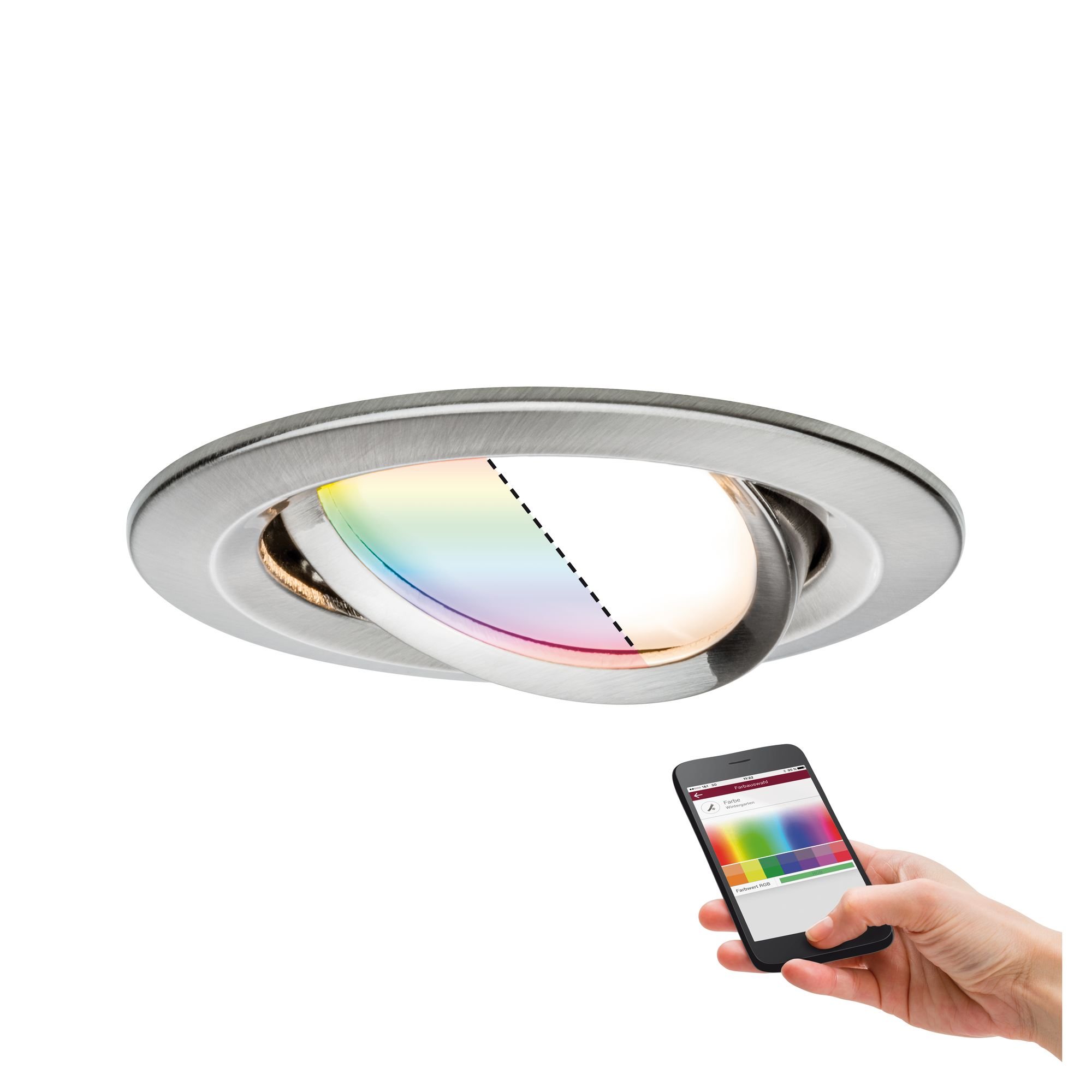 P 92964 SmartHome Zigbee vestavné svítidlo LED Coin Nova Plus 1x3,5W RGBW kov kartáčovaný - PAULMANN