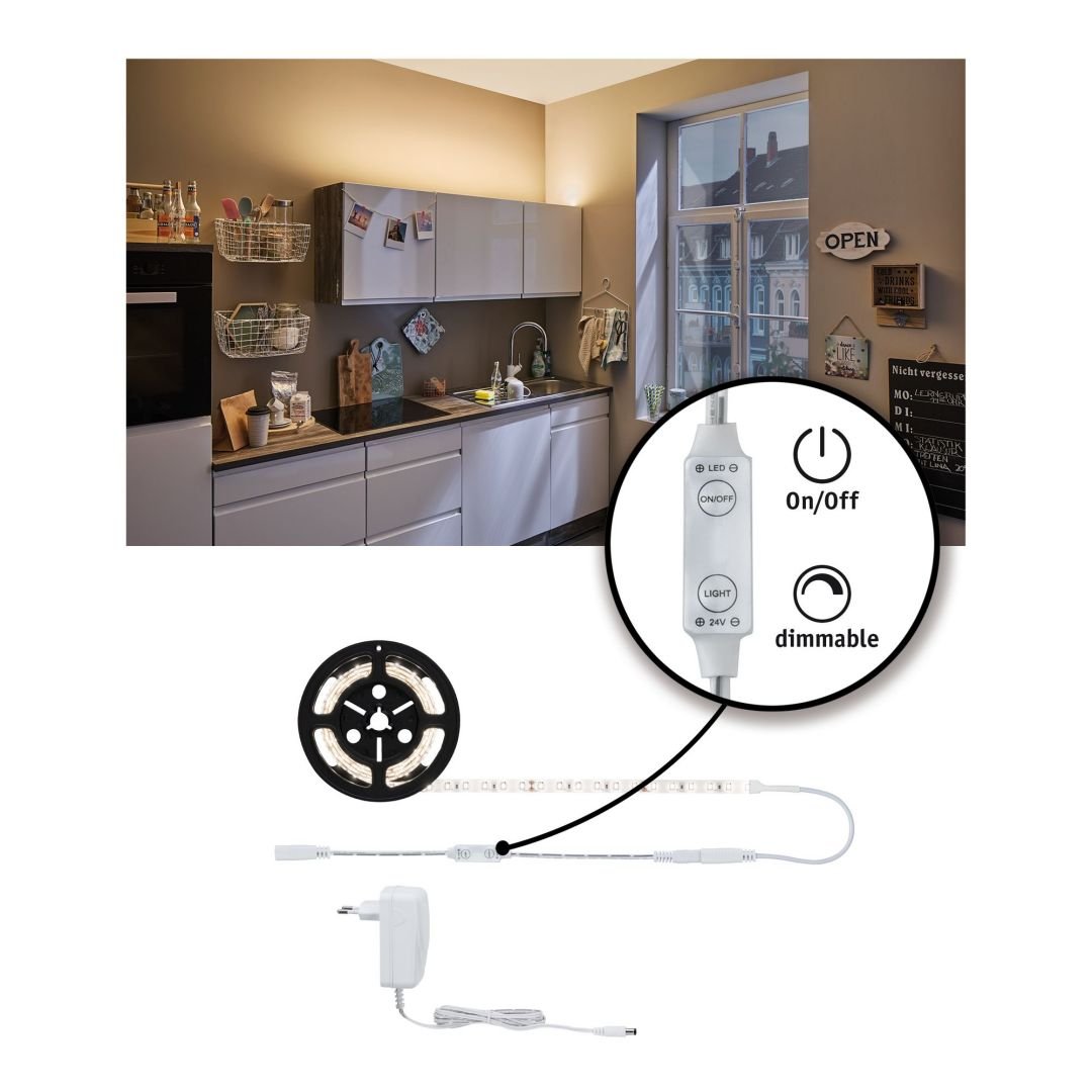 P 78955 SimpLED Power Strip sada 1,5m teplá bílá 17W s krytím - PAULMANN