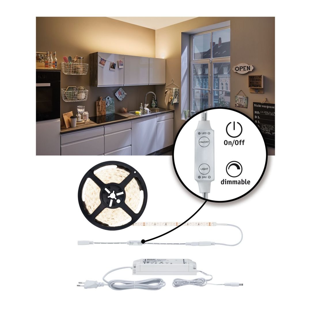 P 78957 SimpLED Power Strip sada 5m teplá bílá 50W s krytím - PAULMANN