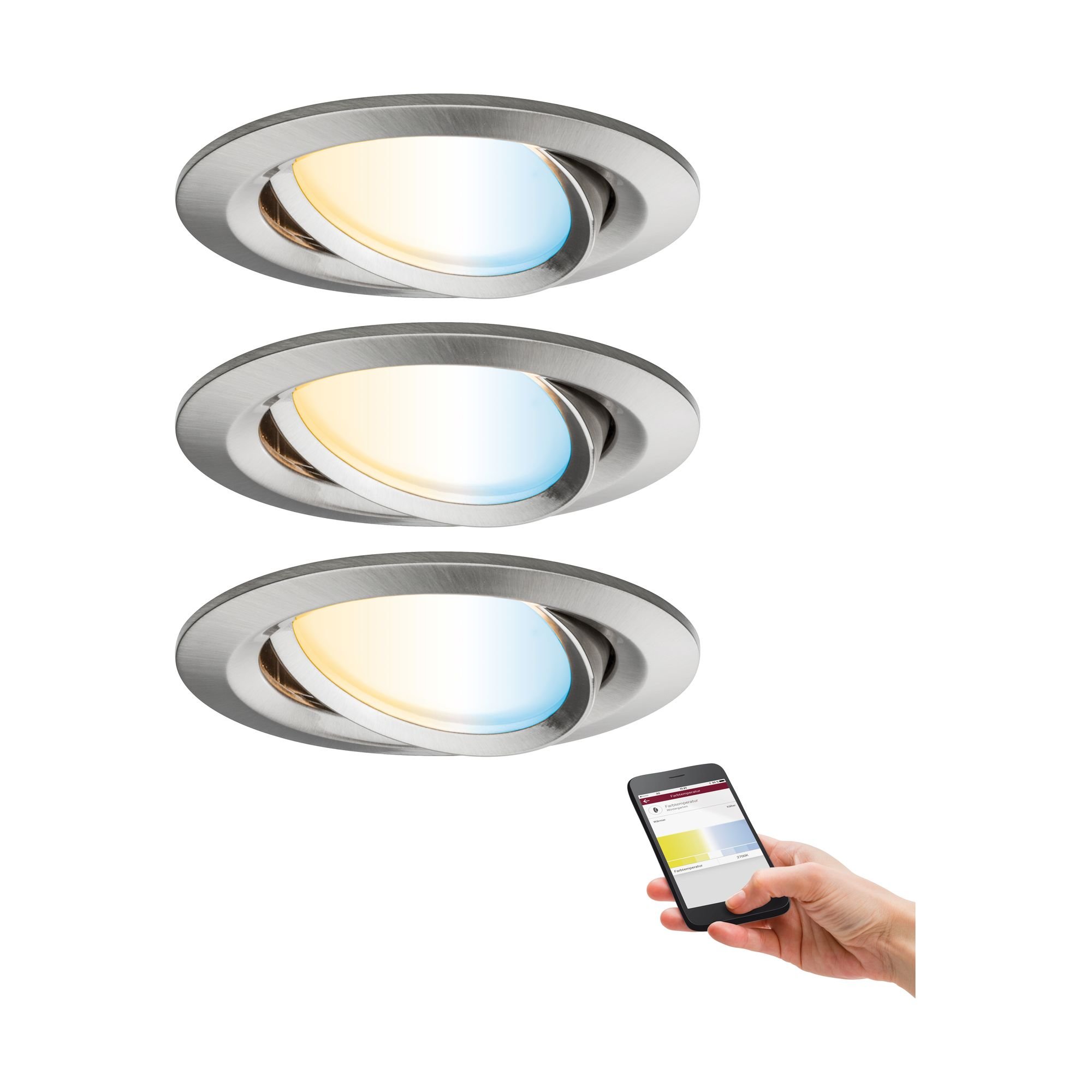 P 92962 SmartHome Zigbee LED vestavná svítidla sada Nova Plus 3x6,5W kov kartáčovaný - PAULMANN