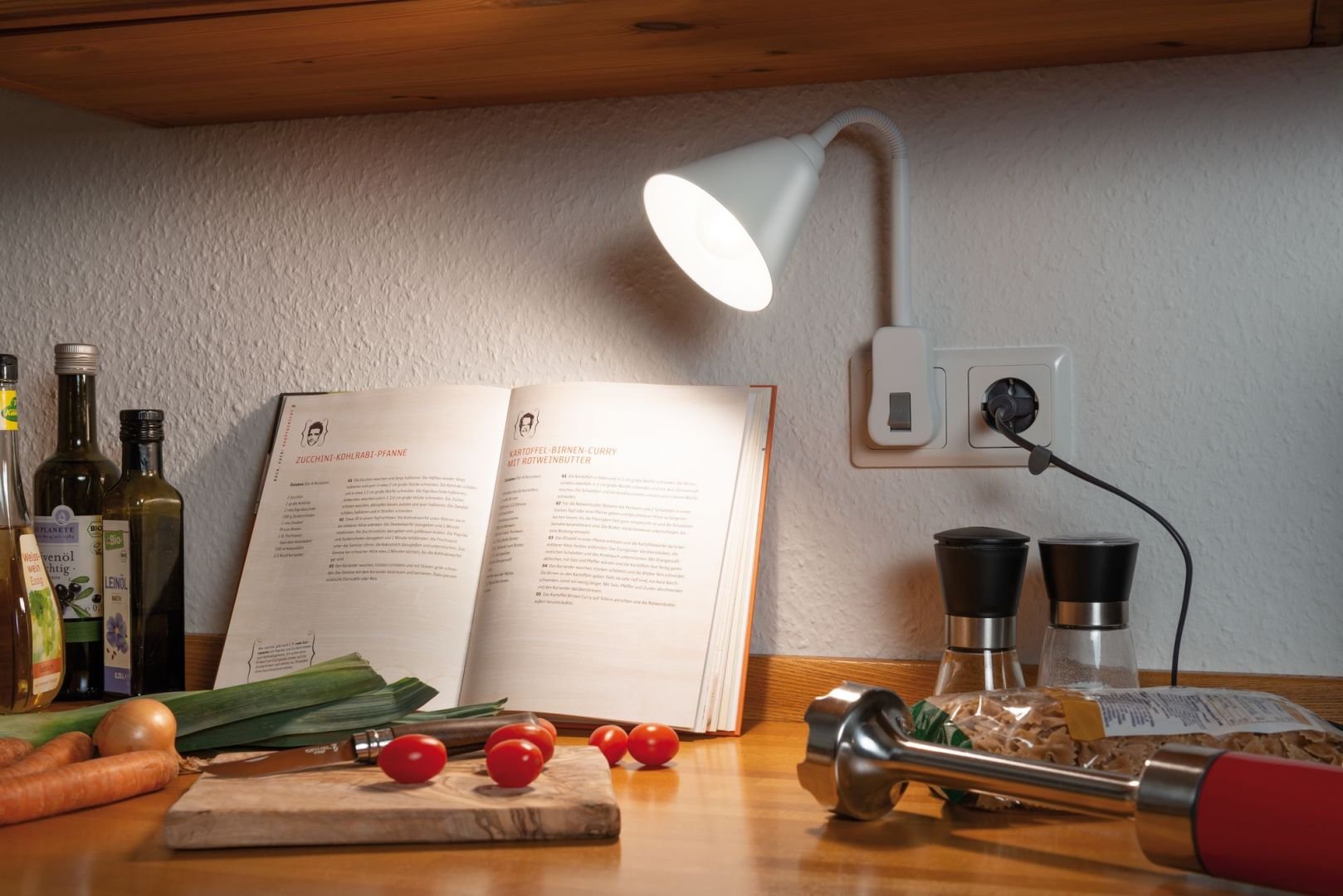 P 95428 Svítidlo do zásuvky Junus Flexarm E14 bílá vypínač na lampě - PAULMANN (obrázek 3)