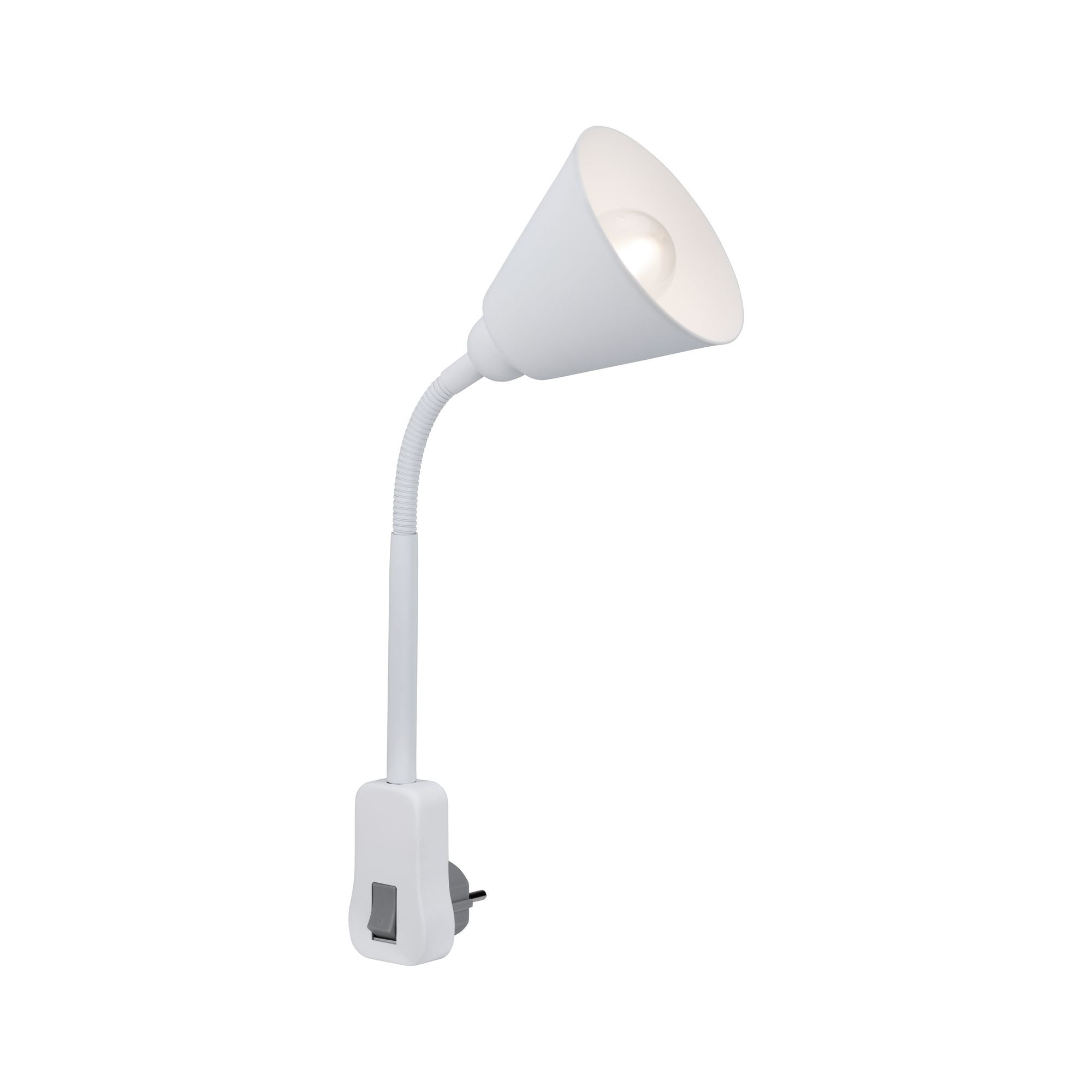 P 95428 Svítidlo do zásuvky Junus Flexarm E14 bílá vypínač na lampě - PAULMANN (obrázek 4)