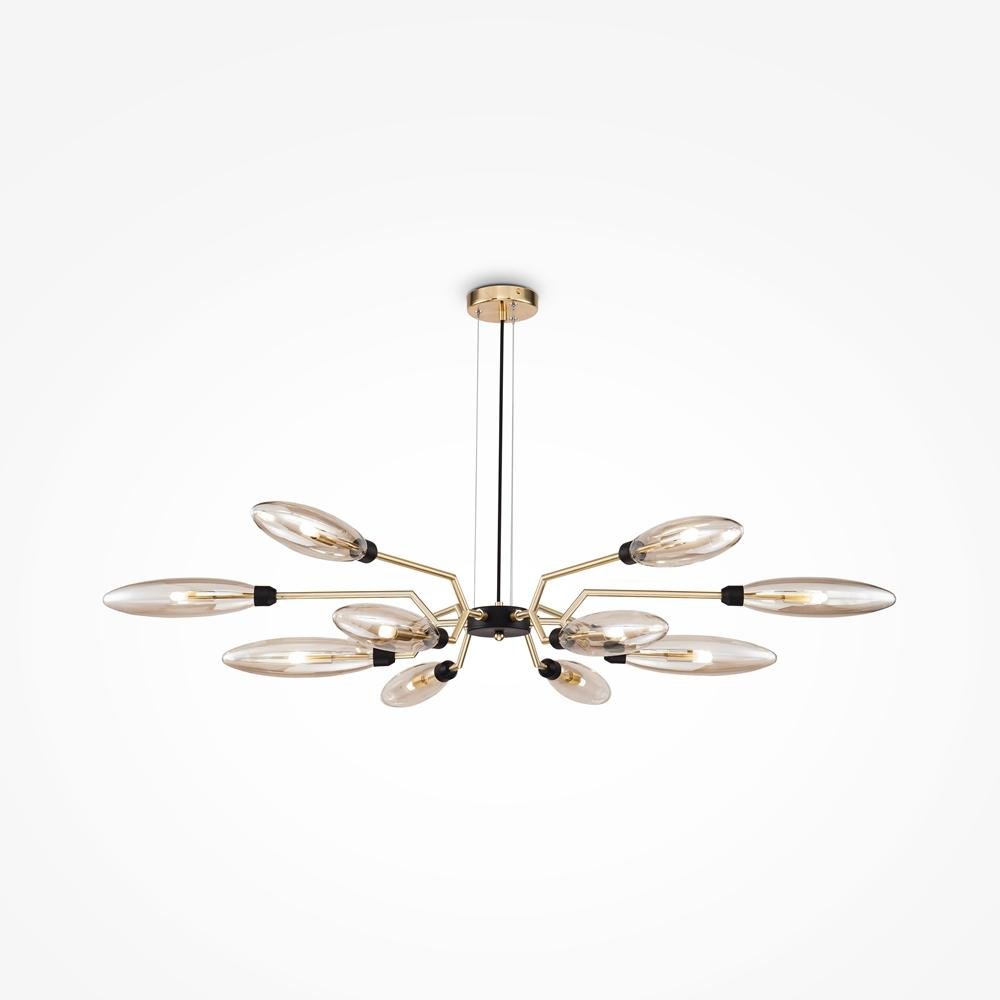 M MOD012CL-12G Závěsné svítidlo Ventura 12x28W jantarové sklo zlatý kov designové - MAYTONI
