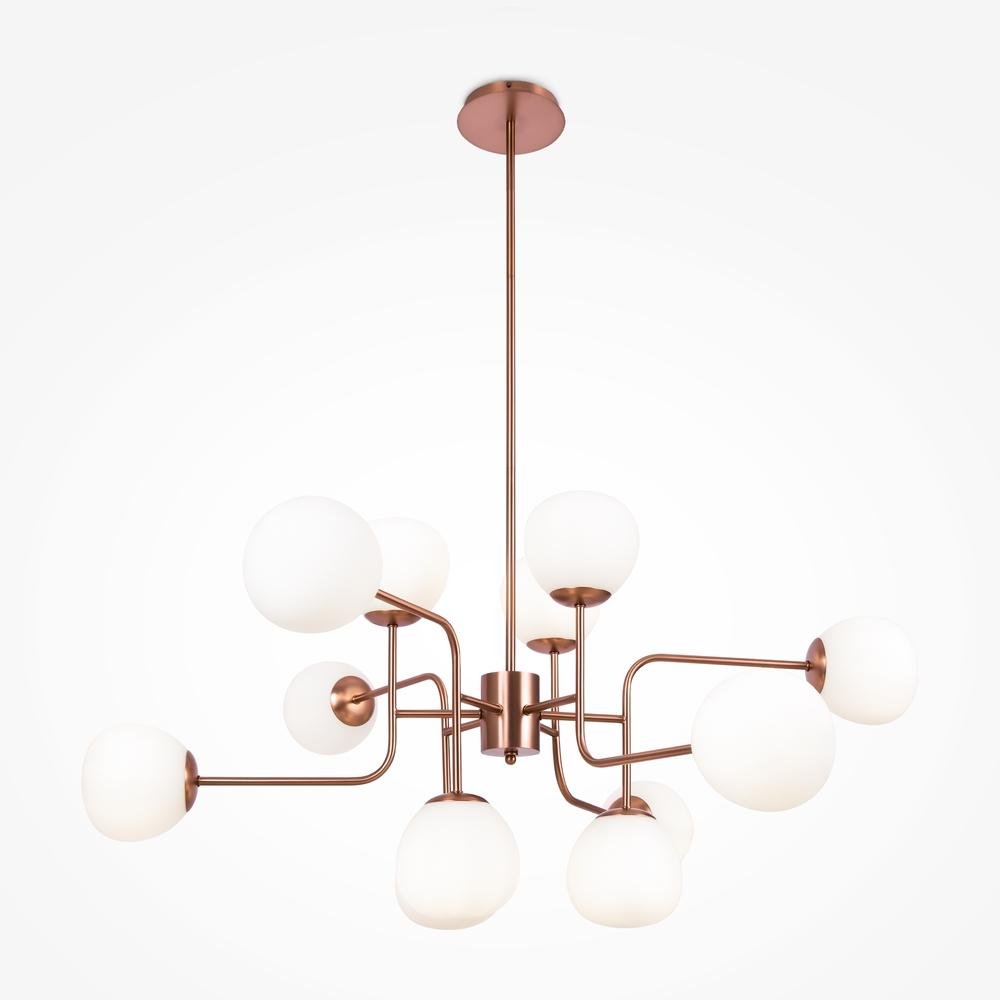 M MOD221-PL-12-G Lustr Erich 12xE14 480W bílá mosaz kov sklo - MAYTONI