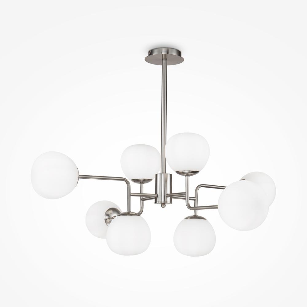 M MOD221-PL-08-N Závěsné svítidlo Erich E14 8x40W bílá matné sklo nikl kov - MAYTONI