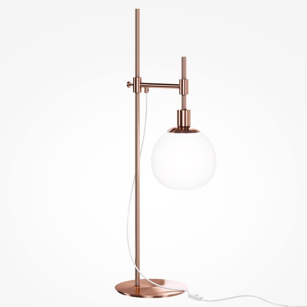 M MOD221-TL-01-G Stolní lampa Erich 40W E14 bílá mosaz kov sklo nastavitelná výška - MAYTONI