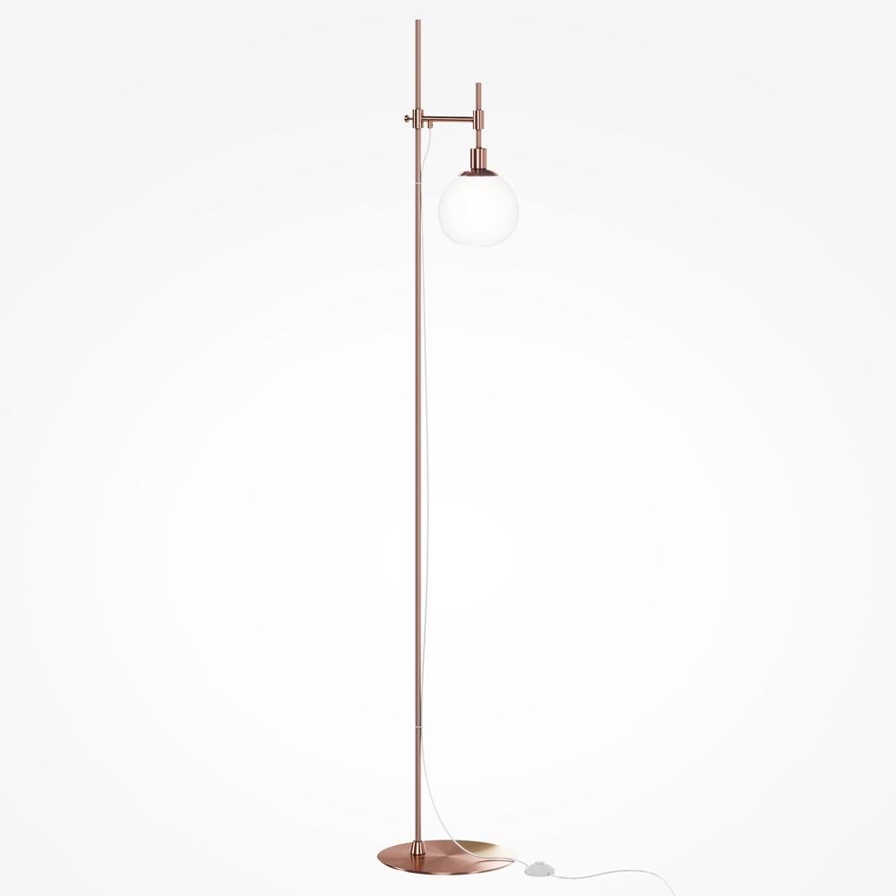 M MOD221-FL-01-G Stojací lampa Erich E14 40W bílá mosaz kov sklo nastavitelná výška - MAYTONI