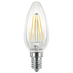 Obrázek pro produkt LED FILAMENT SVÍČKA ČIRÁ 4W E14 2700K 470Lm 360d 35x98mm IP20  - CENTURY