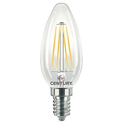 Obrázek pro produkt LED FILAMENT SVÍČKA ČIRÁ 4W E14 4000K 470Lm 360d 35x98mm IP20  - CENTURY