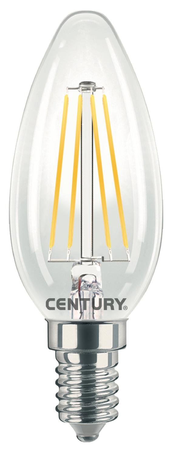 CENTURY LED FILAMENT SVÍČKA ČIRÁ 6W E14 2700K 806Lm 360d 35x98mm IP20 CEN INM1-061427 Teplá bílá Čirá