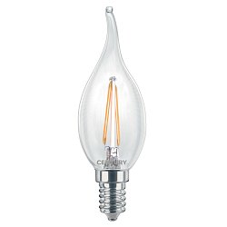 Obrázek pro produkt LED FILAMENT SVÍČKA PLAMEN ČIRÁ 2W E14 2700K 245Lm 360d 35x118mm IP20 - CENTURY